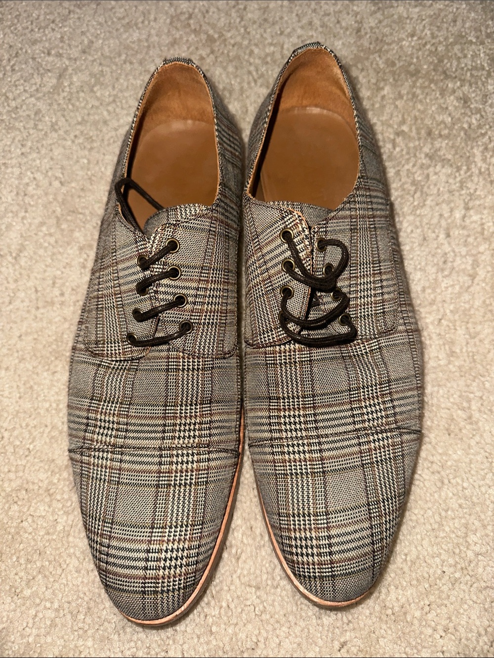 Taft Men's Plaid Lace-Up Dress Shoes in Brown